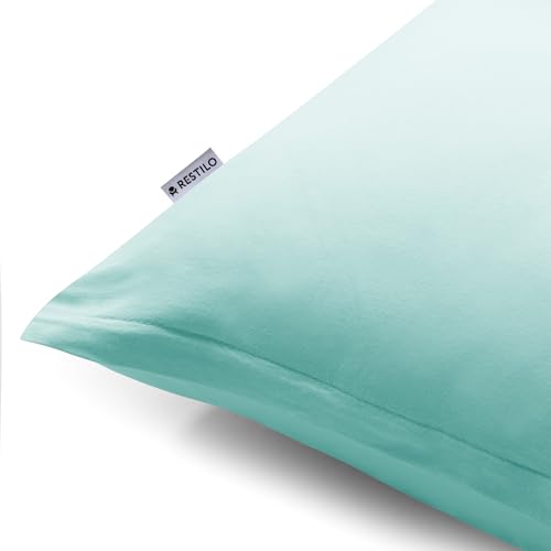 Miniatura 2 de Decoking 2 Fundas De Almohada De 40 X 120 Cm, Jersey 100 Algodón Peinado, Con Cremallera, Color Turquesa Claro Y Ámbar