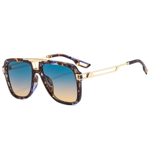 Lunettes de soleil UV400 protection maximale avec verres dégradés et double pont en métal léger