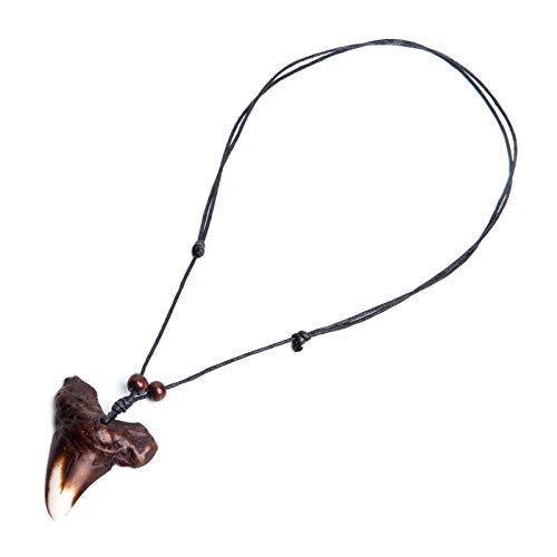 Scddboy Shark Tooth Necklace For Mens Surfer Necklace Hawaiian Beach Surfer Jewelry - Adjustable Cord Necklace #TOP2