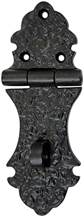 Adonai Hardware 5.50" "Hoshama" Antique Cast Iron Decorative Hasp and Staple for Chest/Trunks - Matte Black Powder Coated