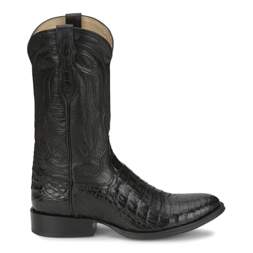 Tony Lama Mens Tremaine Croc Embossed 12 Inch Round Toe Dress Boots Mid Calf - Black - Size 9 D