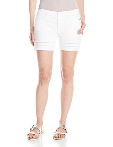 DKNY Jeans Women's Ladder Lace Denim Moto Short 5"-White
