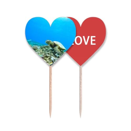 Pique-dents drapeau Ocean Sea Turtle en bois pour buffet - 2