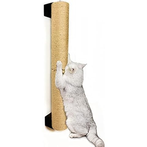 Cat Scratching Post Wall Mounted, 24 inch Tall 3.5 inch Diameter Cat Tree Scratch Post, Hemp Rope Scratcher Posts for Indoor Kittens and Large Cats with Screws Cover