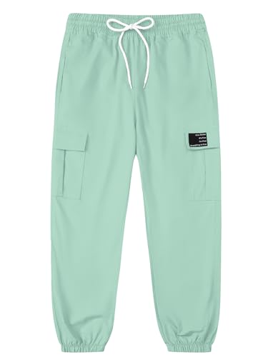 Image of SANGTREE Girls & Womens Cargo Pants Elastic Waist Drawstring Tapered Jogger Pants with Pockets, 6 Years-Women 2XL