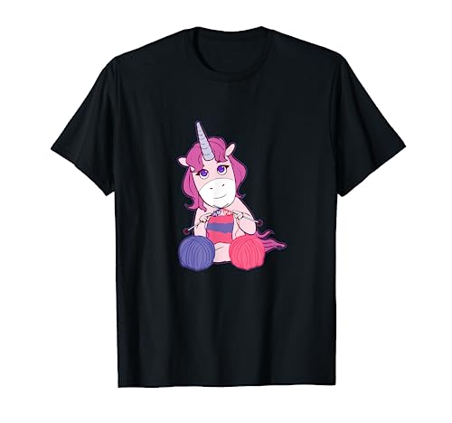 Knitting Unicorn Yarn Crochet Knitter T-Shirt, Black
