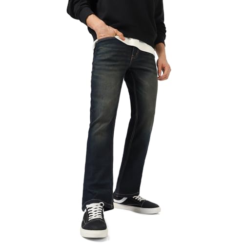 Image of Urbano Fashion Men's Stretch Fit Mid Rise Washed Bootcut Jeans Stretchable