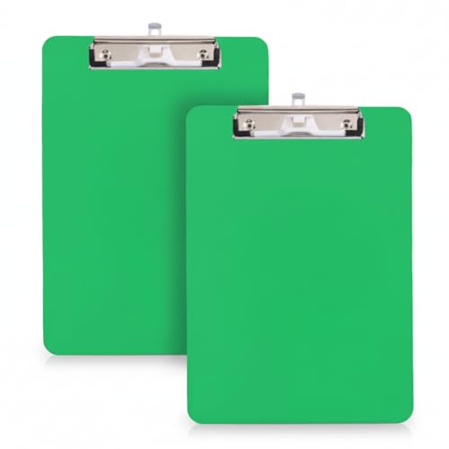 2 PCS Green Clipboard with Pen Holder,Plastic Clipboards A4 Letter Size