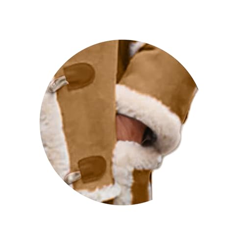 Men Shearling Coats with Hood Faux Suede Sherpa Lined Sheepskin Jackets Warm Winter Faux Leather Long Trench Coat3