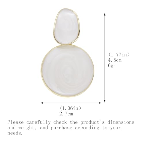 Handmade Circle Round Dangle Drop Earrings for Women Girls Colorful S925 Sterling Silver Post Disc Coin Geometric Aesthetic Statement Earrings for Women Gift for Her (White)4