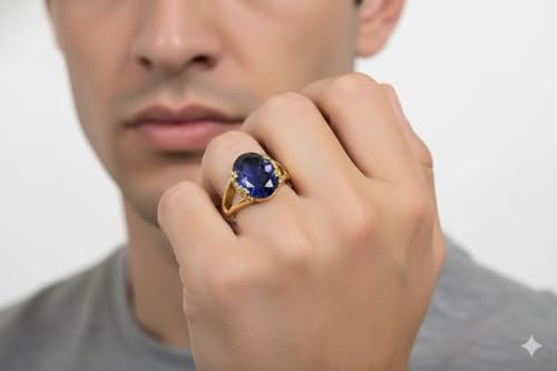 Image of 55Carat Choose Your Color Genuine Stone Ring 18K Gold Plated Oval Handmade Jewellery for Gift Sizes 4-13