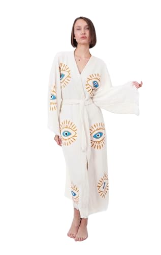 Bodho Handmade Evil Eye Boho Festival Kimono Boho Beachwear Beachwear Cover Up Ethnic Kimono Evil Eye Robe