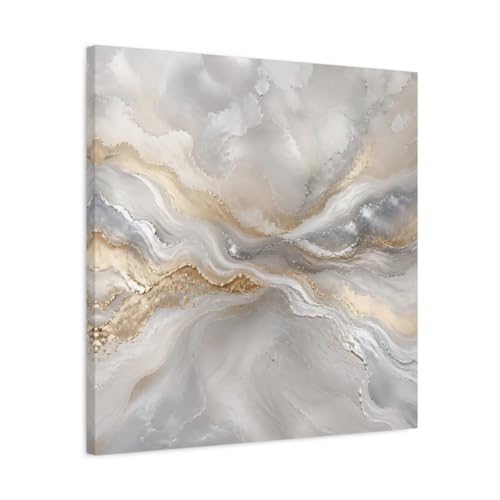 Toile vagues abstraites gris et or 60x60 cm pour decoration salon