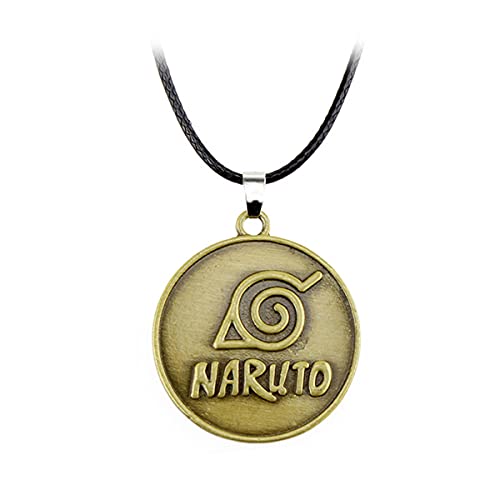 Fanforty Naruto Pendant Necklace, Necklace Cartoon Naruto Leaf Village Symbol Logo Cosplay Pendant Necklace Cosplay Anime Cosplay Necklace 18 inch for Man or Women (Bronze), Red