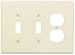 Leviton PJ21-T 3-Gang, Midway Size Wallplate, Combination Device, 2 Toggle/1 Duplex outlet opening, High Impact Thermoplastic, Device Mount