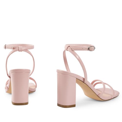 Image of wetkiss Womens Sandals Chunky Strappy Heels Square Open Toe Ankle Buckle Comfort Dress Party Shoes