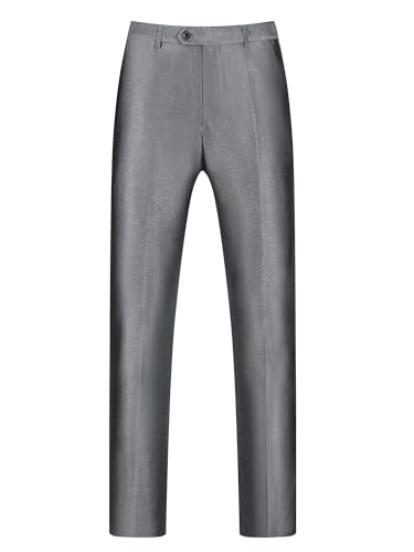 Lars Amadeus Dress Pants for Men's Classic Fit Solid Stretch Flat Front Work Business Trousers