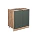 Produktbild Vicco Spülenschrank Fame-Line, Grün-Gold Landhaus/Goldkraft Eiche, 80 cm mit Regal, ohne Arbeitsplatte