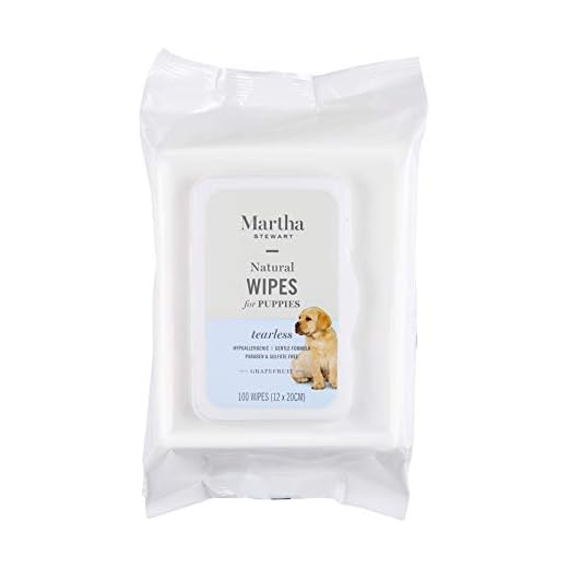 Martha Stewart for Pets Puppy Wipes in Grapefruit | Hypoallergenic Dog Grooming Wipes | Great Dog Wipes for All Dogs and Puppies With Sensitive Skin | 100 Count