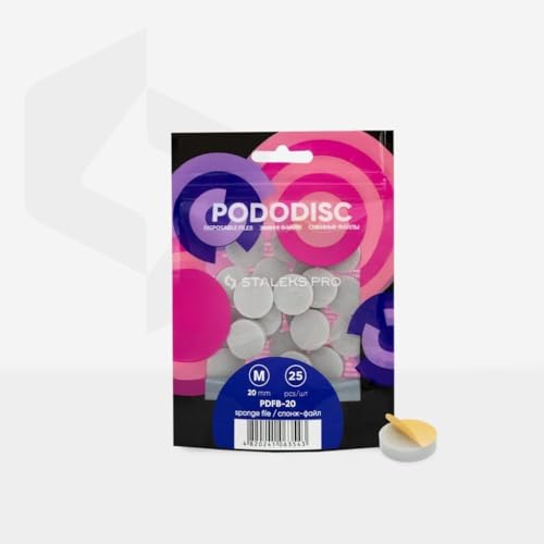STALEKS PRO Pododisco 25 Discos abrasivos adhesivos con base soft de 20 mm (Talla M) para torno de uñas. Especial pedicuras (Buffer Pulidor)