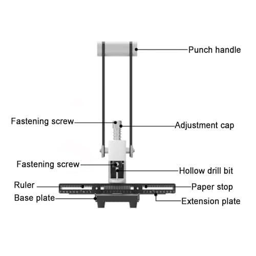 Robuster Locher mit einer Kapazität von 300 Blatt – Einzellocher, Lineal und Papierkorb für Büro, Zuhause und Druckerei, professioneller Papierbohrer 3mm