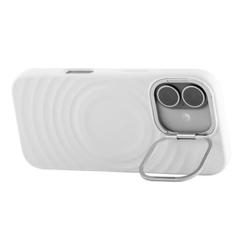 Image of TEKNE WaveStand Silicone Back Case for iPhone 17 | Built-in Stand for Hands-Free Viewing | Shockproof Soft-Touch Slim Cover with Microfiber Lining | Anti-Slip Matte Finish | Beige
