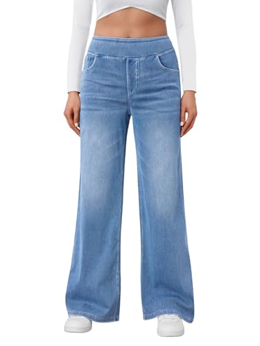 Trendy Queen Jeans for Women Wide Leg High Waisted Stretchy Straight Baggy Jeans Fashion Denim Fall Pants 2025