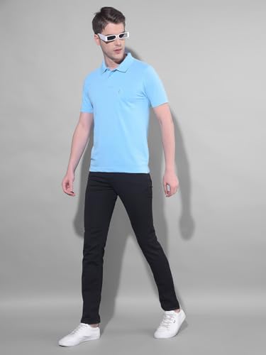Image of Dollar Men's Pack of 1 Solid Cotton Blend Polo Neck T-Shirt