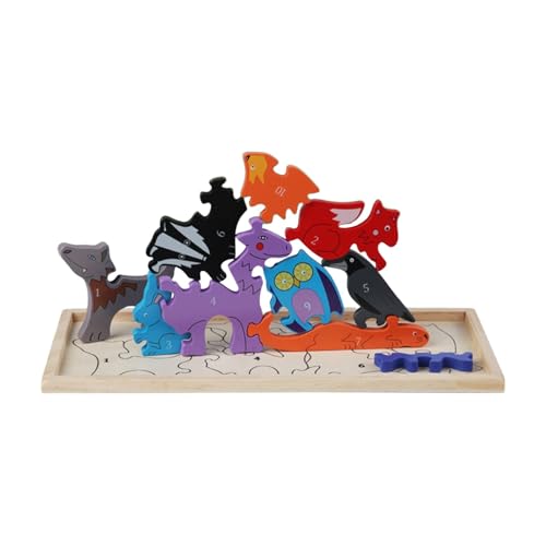 Almencla 3D漫画動物ジグソーパズル木製パズルボードアートクラフト教育玩具幼稚園学習玩具女の子子供用, Style A