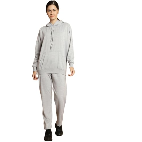 Image of Mack Jonney Solid Hooded Cotton Fleece tracksuit Co-Ord Set for Women-MACK32729