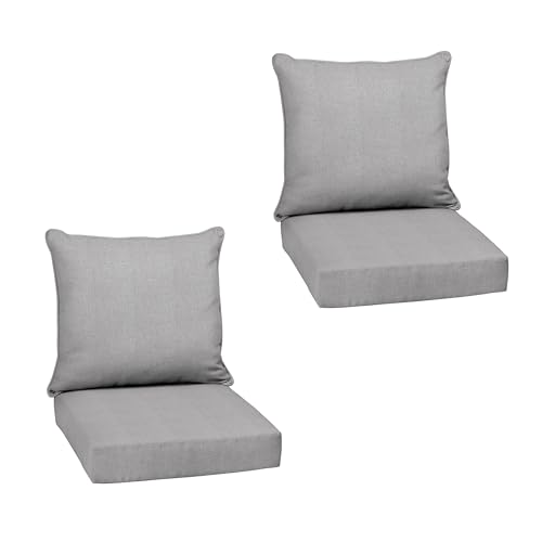 Image of Arden Olefin Outdoor Deep Seat Cushion Set (2-Pack), 24 in x 24 in, Weather-Proof, Rain-Proof, Fade Resistant Patio Cushion for Chair, Sofa, and Couch Paloma Woven Texture