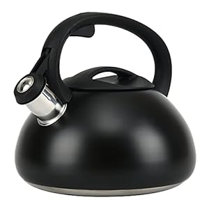 Whistling Tea Kettle Stainless Steel Teapot, Teakettle for Stovetop Induction Stove Top, Fast Boiling Heat Water Tea Pot 2.5 Quart(Black-BL)