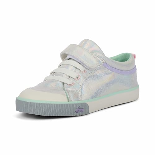 See Kai Run Kristin - Fan Favorite Sneakers for Little Girls, Silver Metallic, Toddler 6