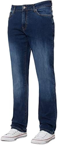 Enzo Heren klassieke rechte been stretch jeans basic werk denim broek