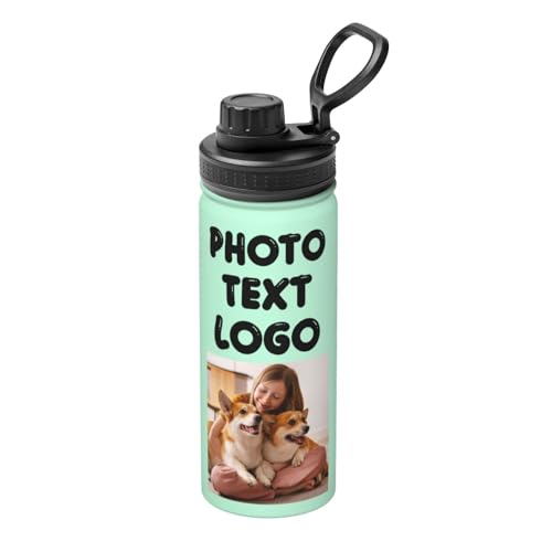 Personalised Water Bottles with Photo Name Logo Custom Insul