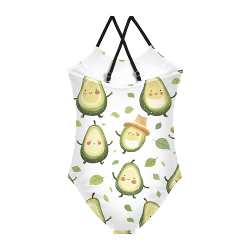 Cute Avocado Girls One Piece Swimsuits Sport Halter Swimwear Beach Bathing Suit 3T2