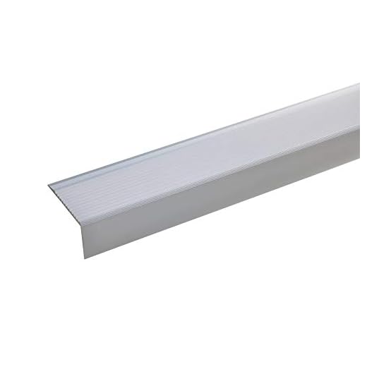 acerto 51161 Profil d'angle d'escalier en aluminium - 135cm, 28x50mm, argent * Antidérapant * Robuste * Montage facile | Profil d'angle d'escalier, profil d'escalier en aluminium