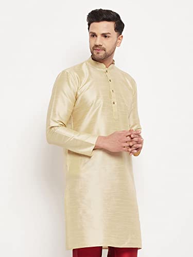 Image of VASTRAMAY Men Banarasi Silk Solid Kurta | Soft Cotton Blend Ethnic Kurta | Comfortable for Festive & Wedding Occasions
