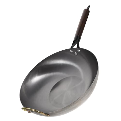 Wok tradicional grande de hierro para cocina y estufa de gas