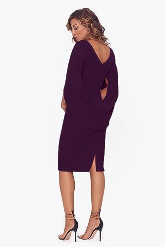 Image of Betsy & Adam Women's Scuba Crepe Drape Sleeve Knee Length Dress