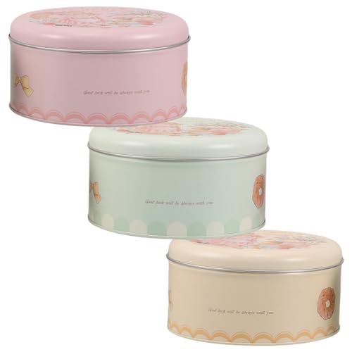 Mipcase 3 Piezas Caja De Galletas Latas Redondas Con Tapa Tarros De Galletas De Estaño Tarro De Dulces De Conejito Contenedores Decorativos Latas De Galletas Navideñas Lata De Té Hojalata