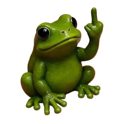 Fun Mini Middle Finger Animal Statue Decor Cow Mini Resin Statues Realistic Calf Miniature Figurines Resin Tiny Cute 中指のカエル 中指の飾