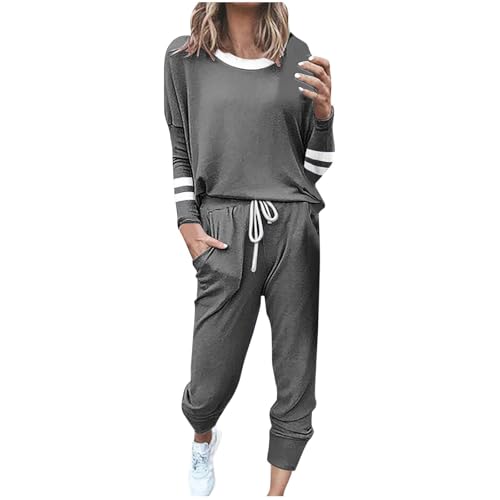 Vhersily Chándal de mujer de dos piezas deportivo completo conjunto jersey + pantalones casuales pijama casa ocio yoga sportswear sudadera y pantalones jogging fitness completos gimnasia completo
