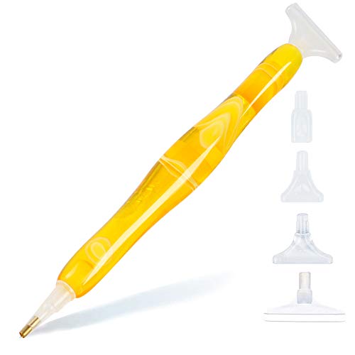 DIY Diamond Painting Pen for Adult,Curvy Yellow Pen Resin 5D Art Applicator Embroidery,Gem Art Pen Jewel Wax Picker Tool Cover