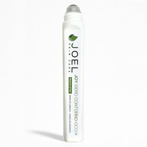 Siero Contorno Occhi idratante Joy di Joel Skin Care con Bava di Lumaca Bio e Acido Ialuronico – Roll on per contorno occhi secco, Rigenerante, Senza Profumo, Made in Italy – 10 ml