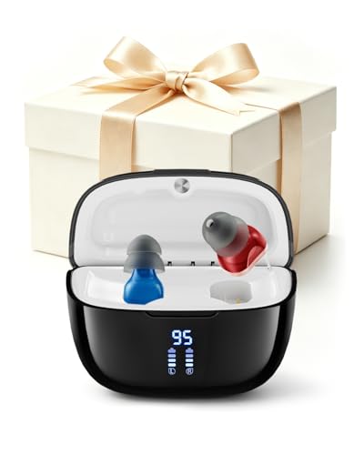In-Ear Digital Listening Device für Erwachsene Ladecase mit LED-Display 18 Std. Akku nahezu unsichtbares Design Sound-Gerät für Senioren 36 Std. Akku & Ladecase Ein-Knopf-Bedienung