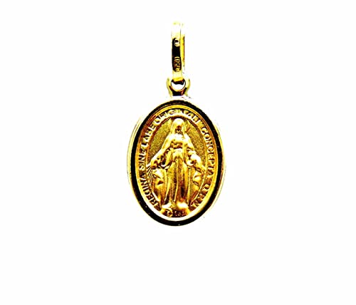 Uomo Donna Bambini PEGASO GIOIELLI - Ciondolo da Donna in Oro Giallo 18kt (750) Pendente Religioso Madonna di Lourdes Medaglia Miracolosa Madonnina