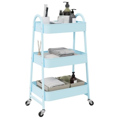 Genérico Carrito de almacenaje 3 Niveles Acero Azul 42x41,5x77 cm,Bricolaje,Herramientas,Carretillas de Carga,4012384