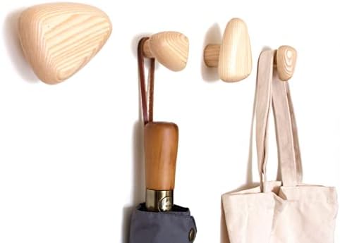 Cosymple Pebble Wood Wall Hooks, Coat Hooks for Wall Mounted, Modern Decorative Hooks Made by Wood in Boho Stytle