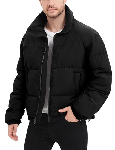 Flygo Mens Puffer Jacket Winter Coats Water Resistant Long Sleeve Zip Up Lightweight Quilted Down Jackets